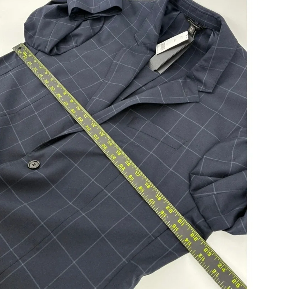 Banana Republic BR+ Performance Wool Blazer Navy Windowpane 44L Standard Fit